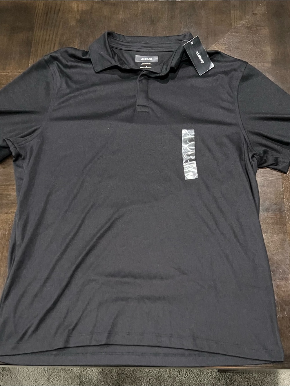Alfani Men’s Black Solid Stretch Short Sleeve Collared Polo Shirt Size L
